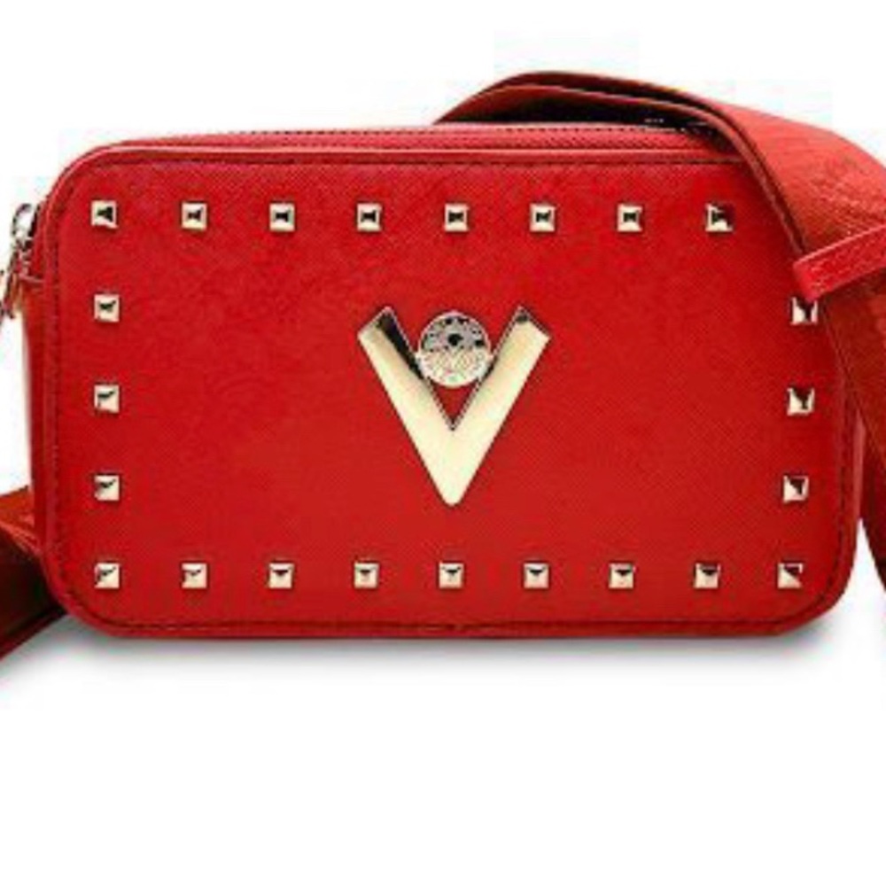 Valentino Orlandi Red Clutch with Gold Accents